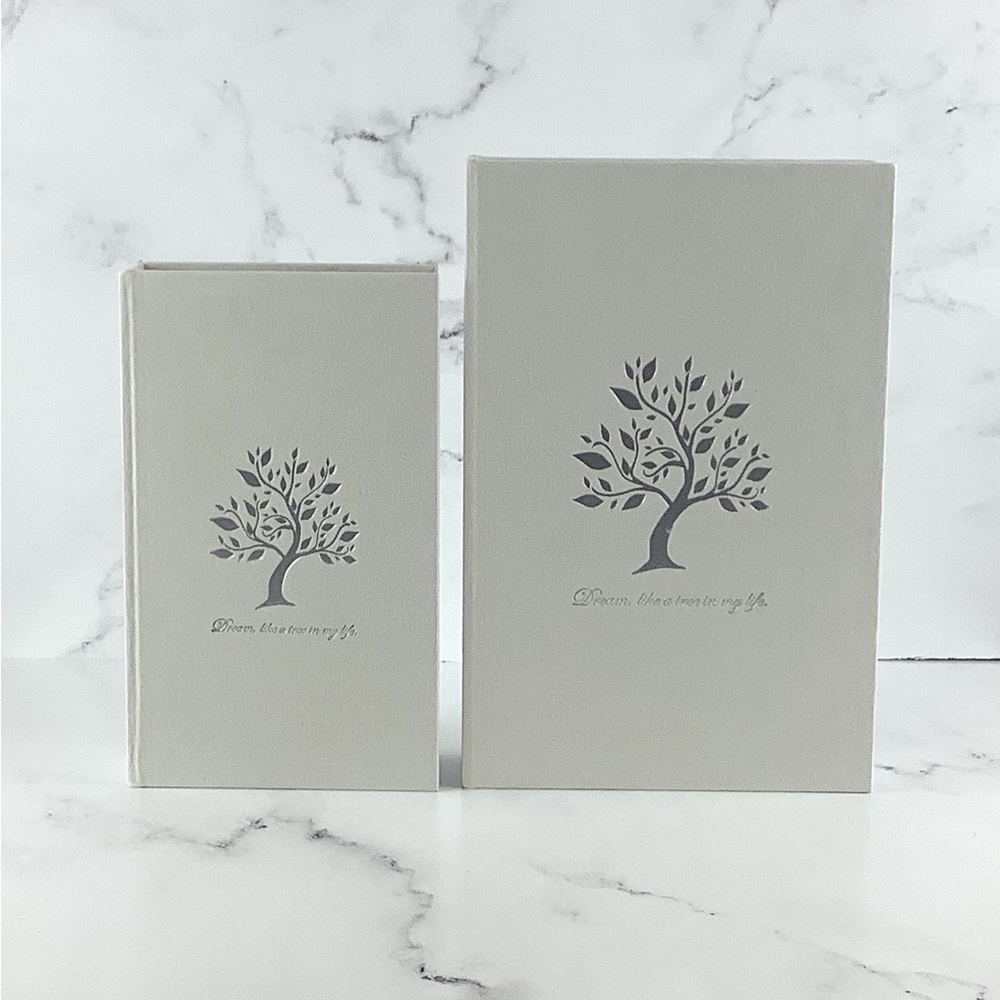 Dream Tree White Hollow Book With Silver Pages Set of 2